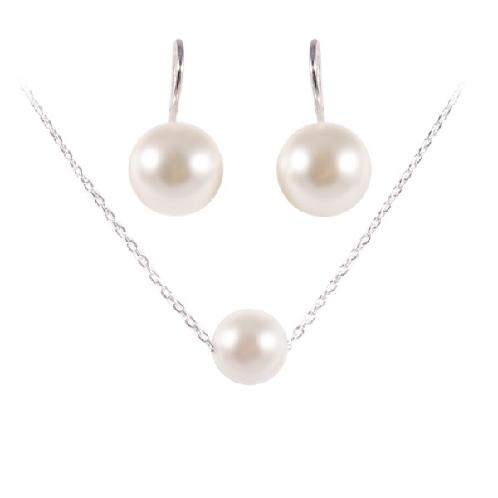 full image Leclairvaux_Artificial-Pearl And Platinum-Plated Brass_City-in-Pure, Earrings and Necklace Set_10mm,