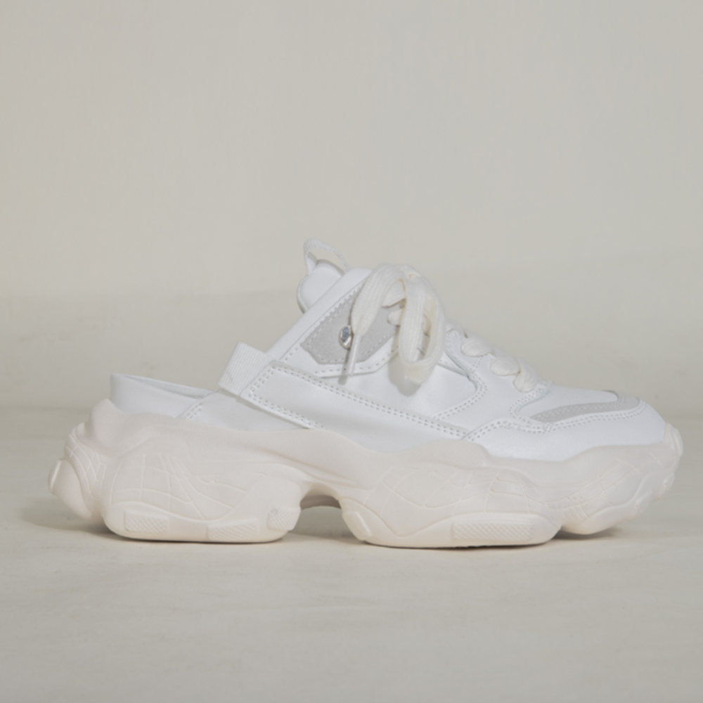 [SHUBUG] Women's Ugly Mule Sports Height Increasing Sneakers Loafers 5.5cm